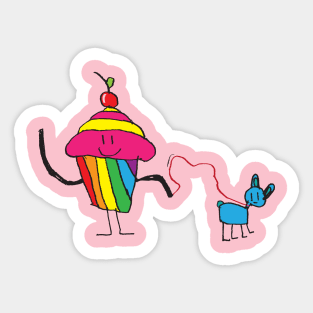 Cupcake Walking Bunny Sticker